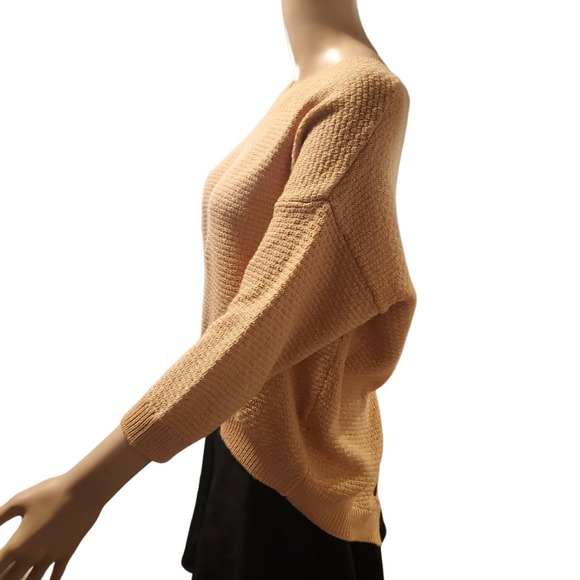 Soho Jeans Sz XS/S Oversized Peachy Brown Silver Metallic Lace Back Sweater - Picture 4 of 8